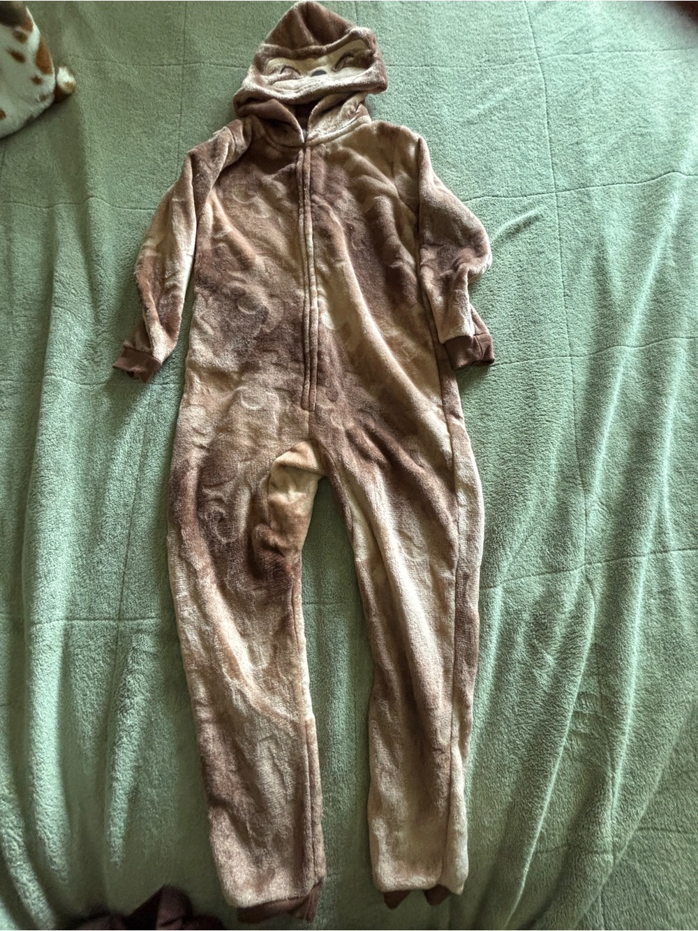 Plush Brown Hooded Kids One-Piece Footie